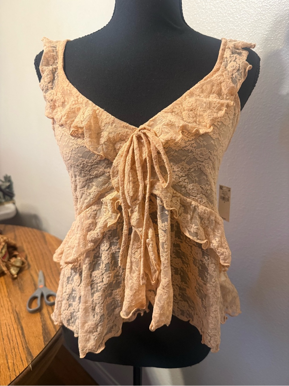 Women’s Ruffle Lace Tank Top milkmaid renaissance romantic whimsy